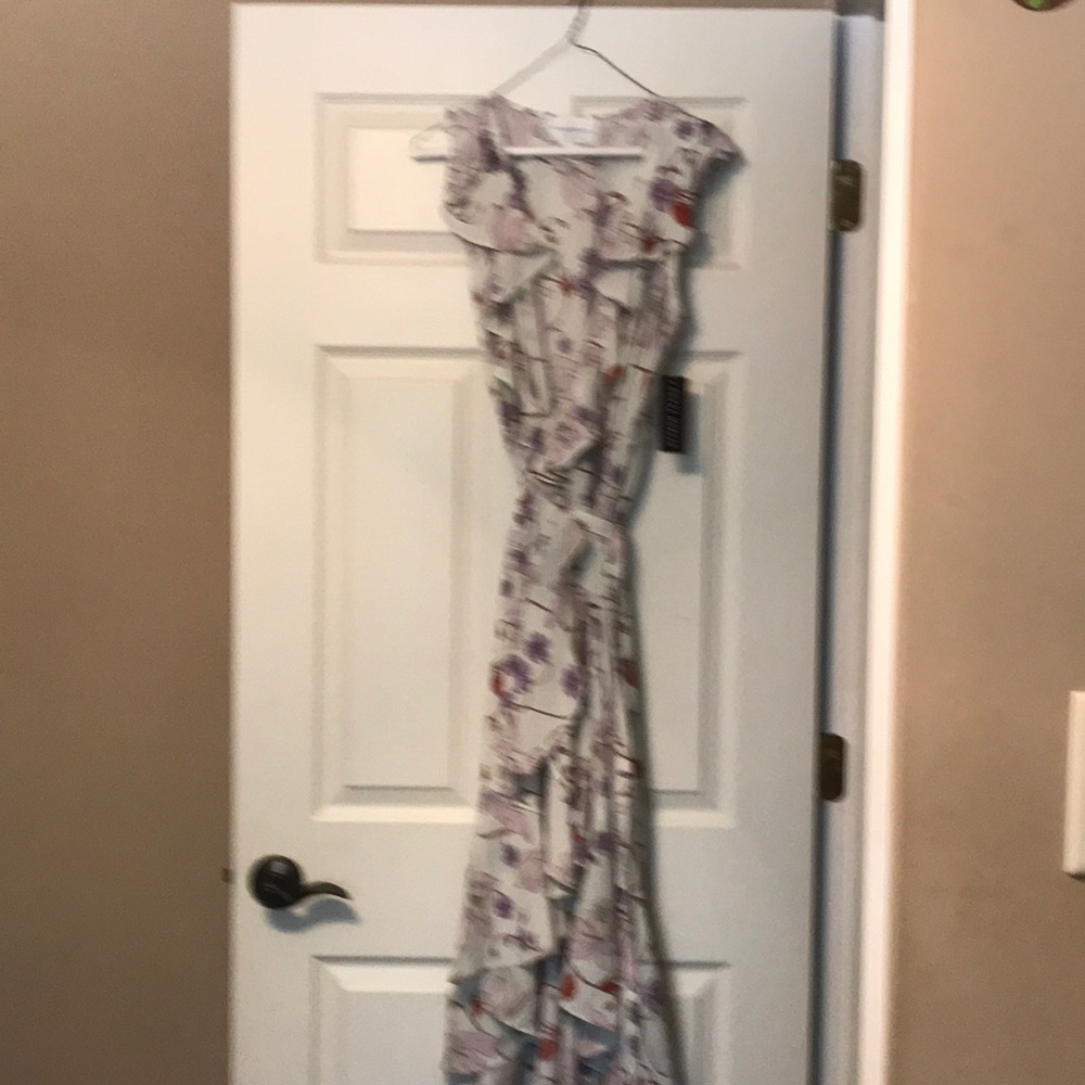 Donna Morgan high low dress cream light purple